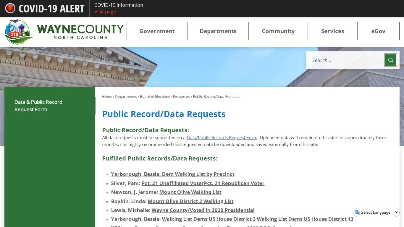 Public Record/Data Requests | Wayne County, NC