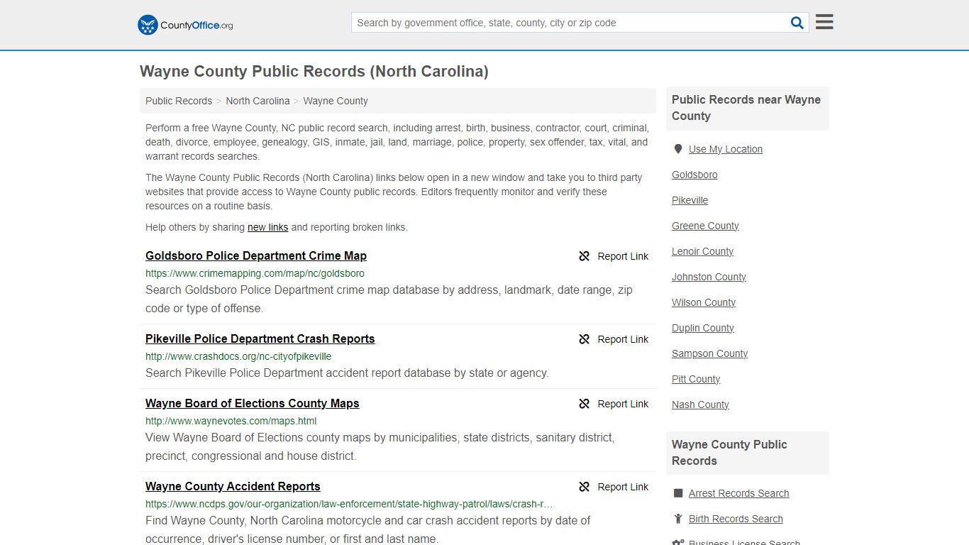 Public Records - Wayne County, NC (Business, Criminal, GIS, Property ...