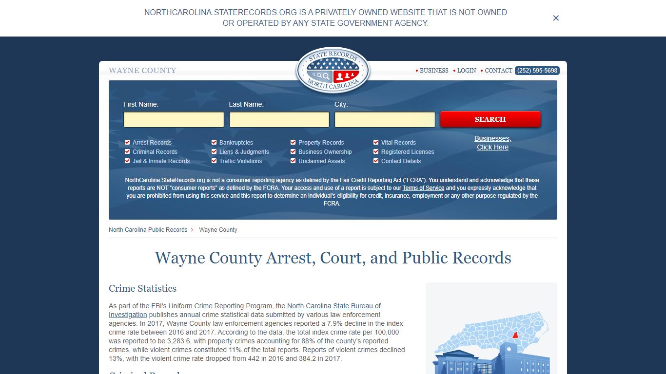 Wayne County Arrest, Court, and Public Records