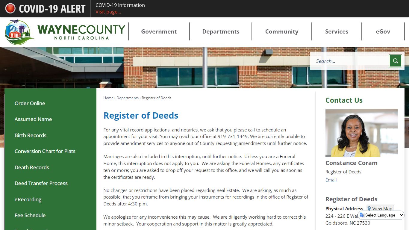 Register of Deeds | Wayne County, NC